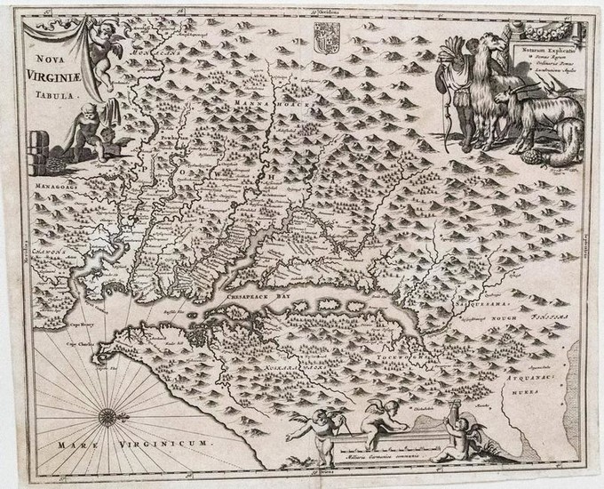 1671 Montanus Map of Very Early Virginia -- Nova