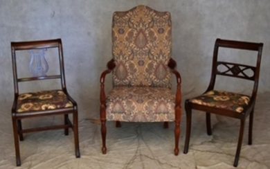 Sheraton style armchair, 2 Federal style side chairs