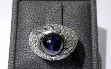 18 kt. Gold - Ring - 1.18 ct Diamond - Sapphire
