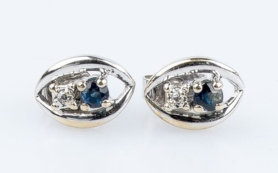 18 kt. White gold - Earrings Sapphires - Diamonds