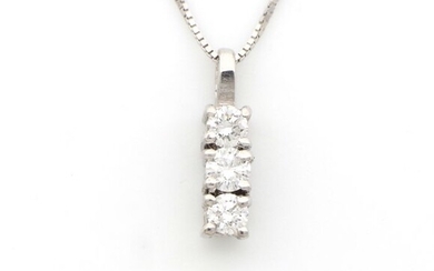 18 kt. White gold - Necklace with pendant - 0.18 ct Diamonds