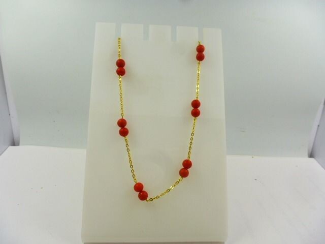 18 kt. Yellow gold - Necklace Sardinian red coral