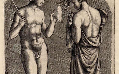 1876 Marcantonio Raimondi Nude Man with an Axe Durand Goring Unique