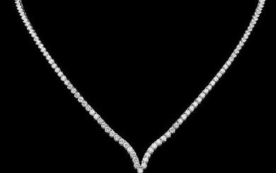 18K White Gold 17.38ct Tanzanite and 7.31ct Diamond Necklace