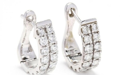 18KT White Gold and Diamond Huggie Hoop Earrings