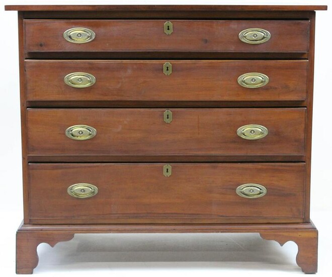 18th c Chippendale cherry 4 drawer chest.