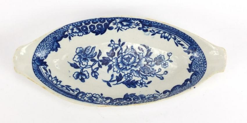 18th century Liverpool blue and white spoon tray