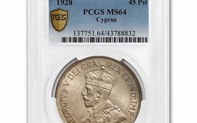 1928 Cyprus Silver 45 Piastre