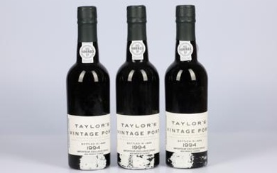 1994 Taylor’s Vintage Port DOC, Taylor’s, Douro, 100 Wine Spectator-Punkte, 3 Flaschen halbe Bouteille