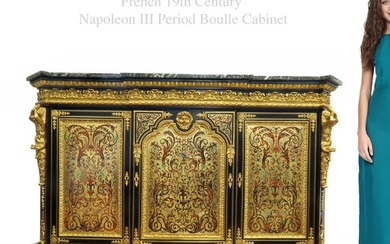 19th C French Napoleon III Period Bronze Boulle Cabinet