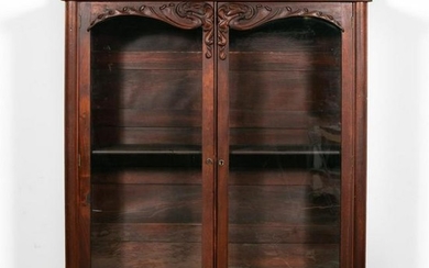 19th C. Mahogany Bookcase with Canine Motif