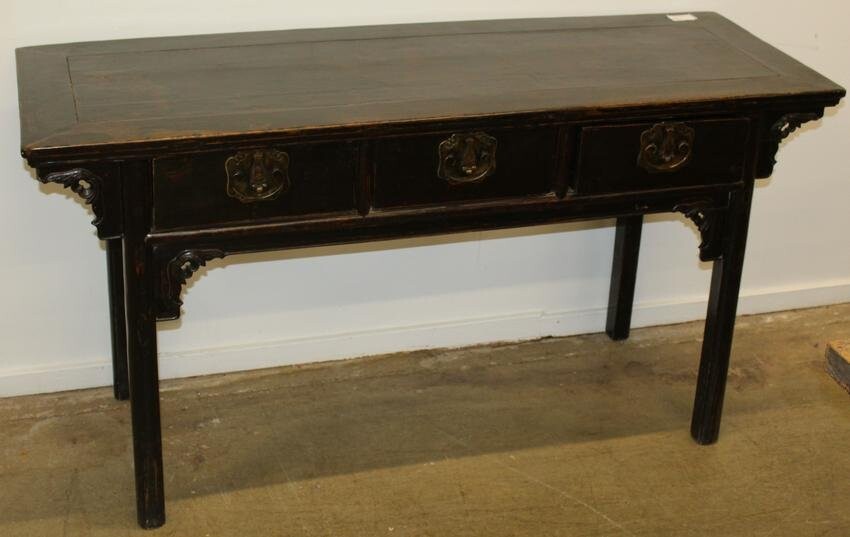 19th c Chinese Three Drawer Console Table