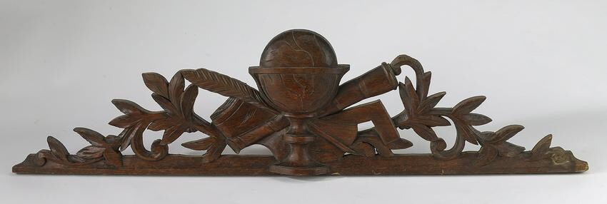 19th c. Continental relief carved walnut pediment