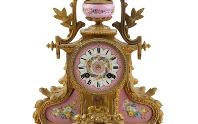 19th century French ormolu mantle clock striking on a bell h...