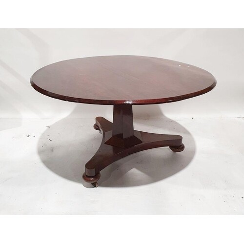 19th century mahogany circular breakfast table on faceted co...