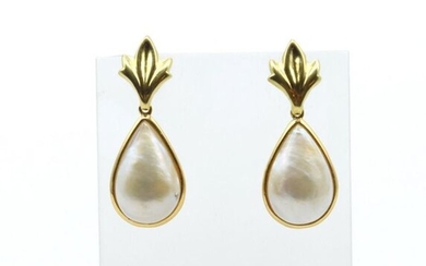 2 earrings in 18 ct yellow gold set with 2 mabée pearls - 8.6 g raw