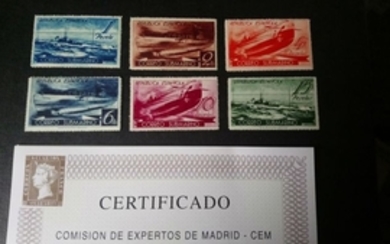Spain 1938 - Submarine mail, complete series of six values CEM certificate
