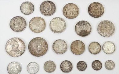 22 Münzen 1854-1936, davon 19 Silbermünzen