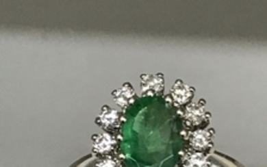 14 kt. White gold - Ring - 1.50 ct Emerald