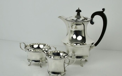 3-piece Coffee set Milk and Sugar - .925 silver - W G Sothers Ltd, Birmingham - U.K. - 1929