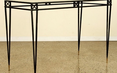 IRON X-FORM CONSOLE TABLE GLASS TOP C.1940