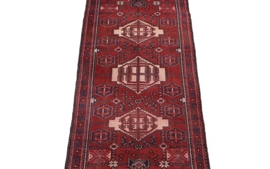 3'10 x 10'1 Hand-Knotted Persian Wide Carpet Runner, 1970s