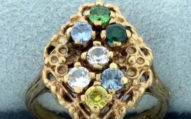 3/4ct TW Multi Colored Topaz Ring in 10K Yellow Gold