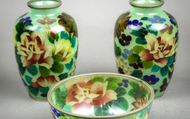 Japanese Plique-�-Jour Cloisonne Vases , Bowl