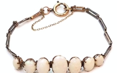 Antique Silver bracelet set with 7 Opals,...
