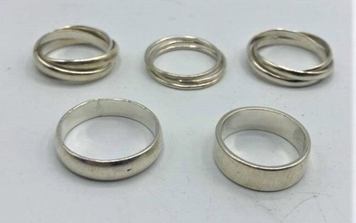 [5] Assorted Men's Sterling .925 Rings 2 Bands 3 Triple