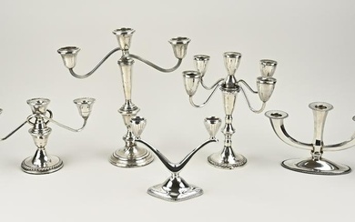 5 silver candlesticks