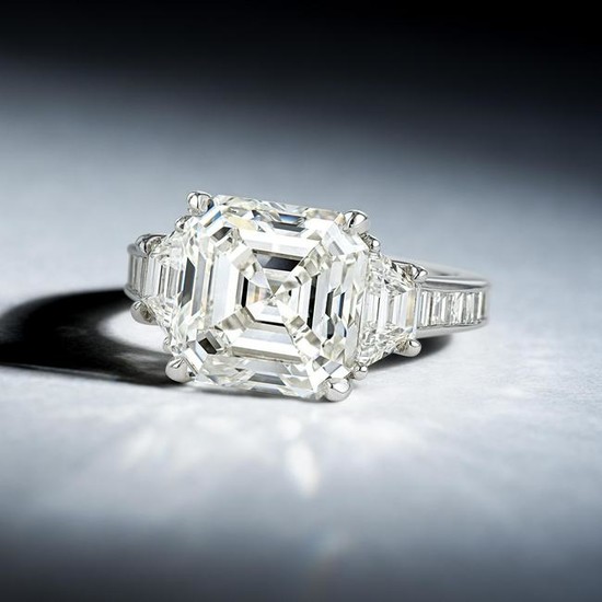 5.08-Carat Asscher-Cut Diamond Ring