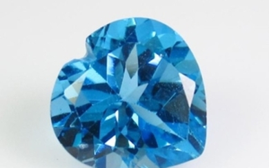 4.22 Ct Genuine Swiss Blue Topaz 10X10 mm Heart