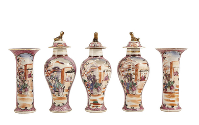 55-Chine (XVIIIe siècle) Garniture en porcelaine…