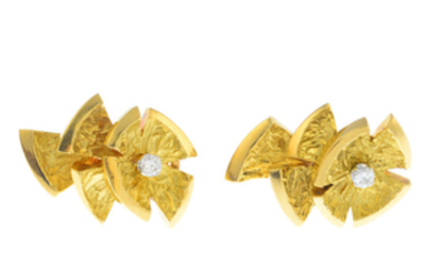 CARTIER - a pair of mid 20th century 18ct gold diamond and paste earrings.