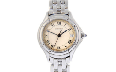 CARTIER - a stainless steel Cougar bracelet watch.