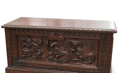 Continental Wood Carved Trunk