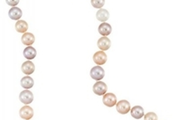 A cultured pearl and diamond choker necklace,...