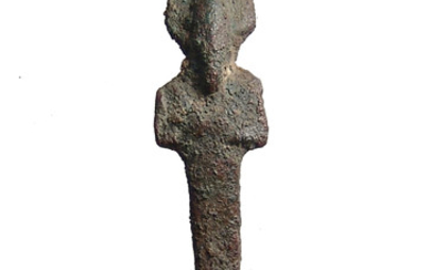 A cute Egyptian bronze votive figure of Osiris