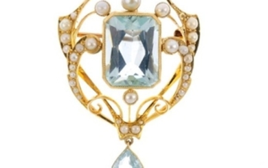 An early 20th century 15ct gold aquamarine and split