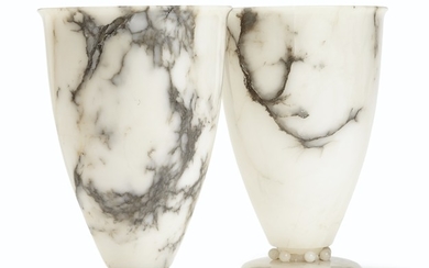 A PAIR OF FRENCH ALABASTER LAMPS, 20TH CENTURY