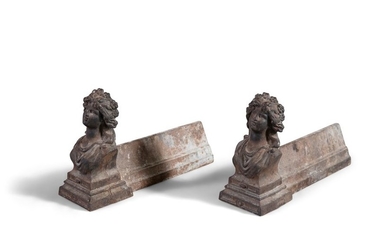 A PAIR OF FRENCH CAST IRON FIGURAL ANDIRONS, 19th …