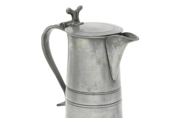 A George III pewter rare style 'flat'-lid spouted flagon, Scottish, circa 1795