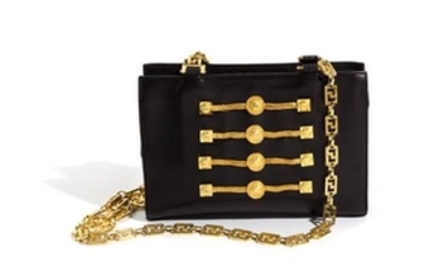 A Gianni Versace Black Leather Chain Shoulder Bag