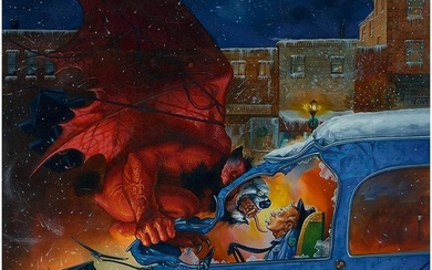 Jeff Easley 13th and Vine, gouache on board