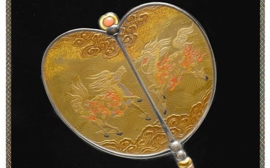 A LACQUER SUZURIBAKO DECORATED WITH A FAN, MEIJI PERIOD, LATE 19TH CENTURY