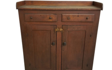 Large Red-painted Pine Cupboard