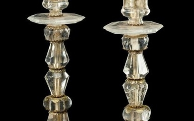 A Pair of Louis XVI Style Rock Crystal Candlesticks