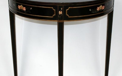 Maitland Smith floral painted black lacquered console