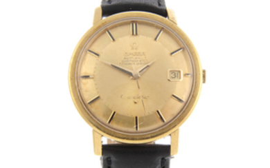 OMEGA - a gentleman's yellow metal Constellation 'Pie Pan' wrist watch.